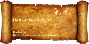 Haska Adrián névjegykártya